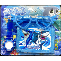 Ensemble d'accessoires de dessin animé pour enfants : montre-bracelet en plastique, lunettes de soleil en forme de cœur, mini portefeuille – Cadeaux pour filles pour fêtes d'anniversaire et déguisements