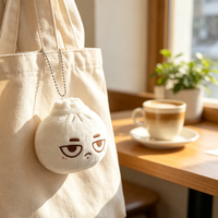 Porte-clés en peluche Grumpy Bun de 8 cm, jouet en peluche doux, pendentif personnalisé en forme de pain vapeur de dessin animé, breloque de sac, cadeau