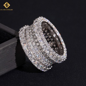 S925 Sterling <b>Silver</b> Full Pave Moissanite <b>Eternity</b> Band <b>Ring</b> Custom OEM Factory Wholesale Price Available Wedding <b>Rings</b> - Product Image 4