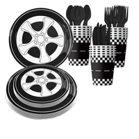 DAMAI Assiettes en papier pour fête sur le thème des voitures de course, Halloween, Fournitures de fête, Vaisselle jetable, Décorations, Volant de course, Sports, Garçons