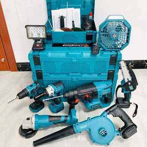 Kits <span class=keywords><strong>de</strong></span> herramientas eléctricas multifuncionales <span class=keywords><strong>de</strong></span> 12 piezas con máquina <span class=keywords><strong>de</strong></span> sierra, máquina perforadora, martillo, pistola caliente, 5 baterías - Product Image 3