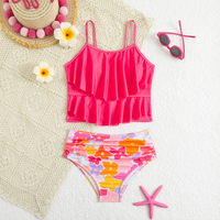 Traje de Baño de Dos Piezas para Niñas de 8 a 12 Años, Cintura Alta, Estampado, Bikini para Playa, Verano, Adolescentes