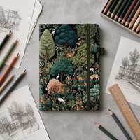 Carnet à couverture rigide mate, motif faune forestière, impression personnalisée, avec bande élastique, pour notes de voyage