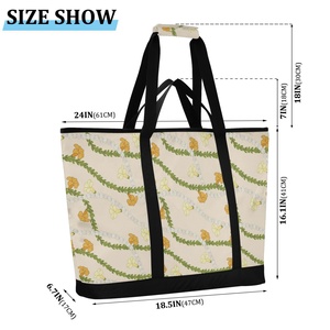 Sac isotherme d'été Hawaïen à motif floral Puakeniken, sac à déjeuner imprimé Lei Hawaïen, sac fourre-tout isotherme extra large avec bretelles - Product Image 3