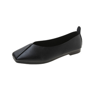 Ladies PU Leather <b>Soft</b> Comfortable Ballet Flats Breathable Anti-Slip Square Toe Slip-On Fashion Trend Spring <b>Shoes</b> - Product Image 3