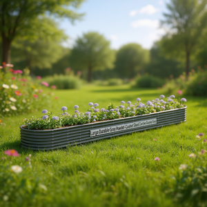 Jardinera Elevada de Acero con Recubrimiento en Polvo Gris, Elíptica, Resistente, para Plantas y Flores, Uso en Exteriores - Product Image 2