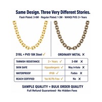 Collier chaîne en acier inoxydable plaqué or 18 carats PVD, étanche, tendance, pour femmes, vente en gros