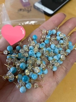 Prix de gros Pierres précieuses en cristal de Larimar naturel de haute qualité, demi-percées, pour la conception de bijoux (boucles d'oreilles)