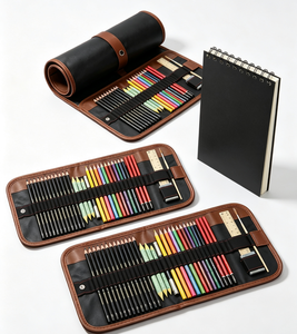 Heshengping – Ensemble de 41 crayons de croquis colorés solubles, crayons <span class=keywords><strong>graphite</strong></span>, fusain, aquarelle, estompes et carnet de croquis 50 pages - Product Image 4
