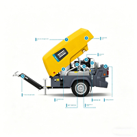 Kompresor Udara Sekrup Diesel Portabel Mobile Kubota XAS88 dengan Pompa & Motor untuk Konstruksi
