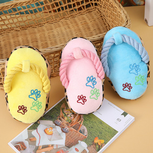 Produsen grosir mainan anjing ramah lingkungan berdecit mewah sandal tahan gigitan merangsang sendiri tali katun pembersih gigi - Product Image 4