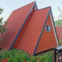 Tuiles de toiture en asphalte au design mosaïque moderne, légères, isolées thermiquement, revêtues de pierre, bitumineuses, pour la construction de villas