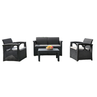 Ensemble de salon de jardin 4 pièces moderne en plastique, pour extérieur, assise profonde, imperméable, montage sans outils