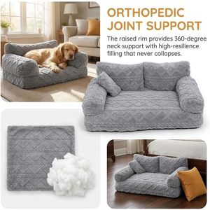 Wholesale Calming <b>Dog</b> <b>Bed</b> Soft Fiber Filled Raised Edge Pet <b>Sofa</b> <b>Bed</b> With Removable Cover for Medium Large <b>Dogs</b> OEM Buyers - Product Image 3