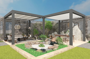 Pergola de luxe en aluminium gazebo électrique bioclimatique persienne étanche patio terrasse auvent pour décorations de jardin extérieur LED - Product Image 5