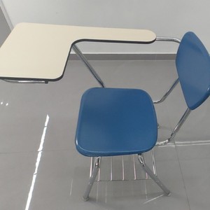 Ensemble chaise et bureau d'étudiant, plateau en plastique, structure métallique, 76,5x35x75,5cm, mobilier scolaire durable, design minimaliste - Product Image 2