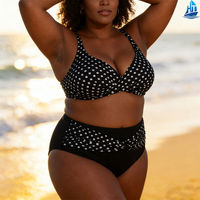 Conjunto de Bikini de Dos Piezas con Estampado de Lunares para Mujer Talla Grande, Control de Abdomen, Cintura Alta, Traje de Baño para Playa de Verano