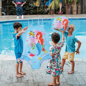 Costume da Bagno Principessa per Bambine e Ragazze, Stile Cartone Animato Sirena, Set 2 Pezzi Traspirante in Spandex/Poliestere con Logo Frontale - Product Image 3