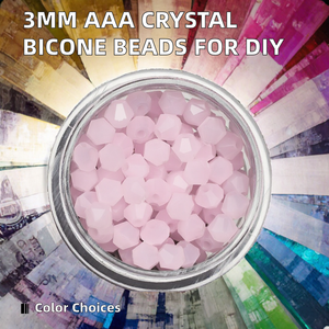 Perles en verre cristal bicones facettées roses AB de 3 mm, perles en vrac pour la fabrication de bracelets, colliers et bijoux DIY - Product Image 2
