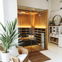 Sauna intérieur moderne de forme carrée en bois de cèdre rouge pour spa commercial de luxe et design de bien-être à domicile privé