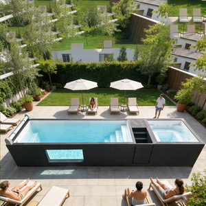 Hot Selling Rectangle Fiberglass Above Ground Swimming Pool Multifunctional Designs Container Pool outdoor pool - Product Image 5