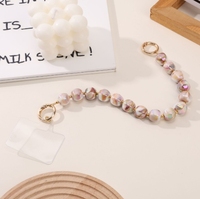 Bunte Runde Perlen-Armbandkette, Schillernde Farbverlauf-Perlenschnur, Kurzes Handy-Umhängeband, Taschen-Handtaschen-Anhänger