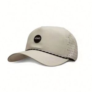 Gorra de béisbol personalizada de 5 paneles de malla perforada, sin estructura, transpirable, impermeable, de alto rendimiento, con logo de PVC para ciclismo y deportes. - Product Image 2