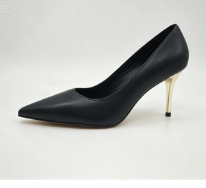 Scarpe con <span class=keywords><strong>Tacco</strong></span> Alto Nere a Punta con <span class=keywords><strong>Tacco</strong></span> Dorato Metallizzato per Lavoro e Feste - Product Image 3