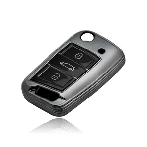 TPU lật chìa khóa xe trường hợp Gấp bìa mềm vỏ chìa khóa Fob bao gồm Túi Chìa Khóa phù hợp cho VW GOLF 7