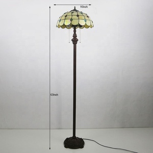 LongHuiJing 16" Tiffany Style LED Stained Glass Floor <b>Lamp</b> Handmade Lampshade Resin <b>Base</b> Multicolored Bedroom Living Room - Product Image 4