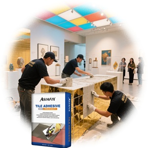 Asiafix Blanc C1TE C2TE Thinset Tile Adhesive Salic Free Mosaic Ceramic Mortaor for Swimming Pool Waterproof - Product Image 4