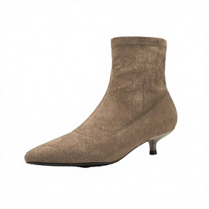 Women's Winter PU Leather Ankle Boots Thin Heel Slip-On Fashion Korean Style - Product Image 2