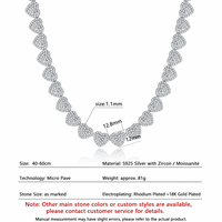 Produsen Perhiasan Moissanite Kustom Grosir Kalung Rantai Hati Berlapis Perak Sterling 925 untuk Wanita dan Pria Grosir