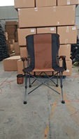 Fauteuil pliant portable moderne pour jardin, extérieur, plage, camping, pêche, dossier haut, en tissu Oxford, avec accoudoirs en fer à cheval