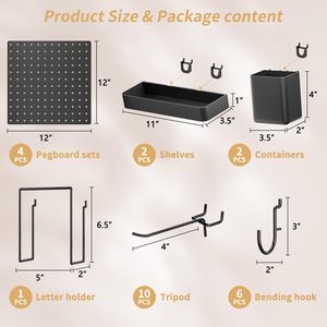 4 cái kim loại sắt Pegboard Tường Tổ chức chủ cho nhà bếp phòng khách văn phòng trò chơi hoặc phòng tắm tường lưu trữ - Product Image 2