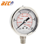 Pressure Gauge 2.5-inch Stainless Steel Shock-proof Pressure Gauge High Pressure 3000psi 5000psi Barometer