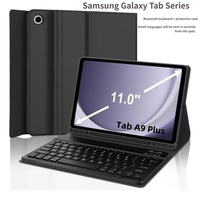 Étui de protection pour clavier Bluetooth, clavier sans fil, emplacement pour stylet, étui en cuir adapté à Samsung Galaxy Tab A9+ A11plus