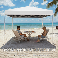 Tente parapluie pliable portable 3x3m carrée en alliage d'aluminium et PVC pour extérieur, logo personnalisé, imperméable, double couche, 1-2 personnes, toutes saisons