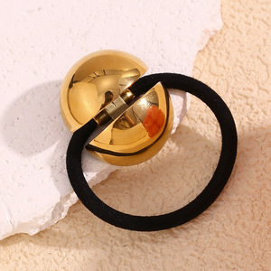 Lazos para el cabello <span class=keywords><strong>de</strong></span> titanio chapados en oro creativos <span class=keywords><strong>de</strong></span> 18 quilates Ins <span class=keywords><strong>Bolas</strong></span> <span class=keywords><strong>de</strong></span> tamaño exagerado populares Accesorios para el cabello impermeables <span class=keywords><strong>de</strong></span> alto pulido para - Product Image 3