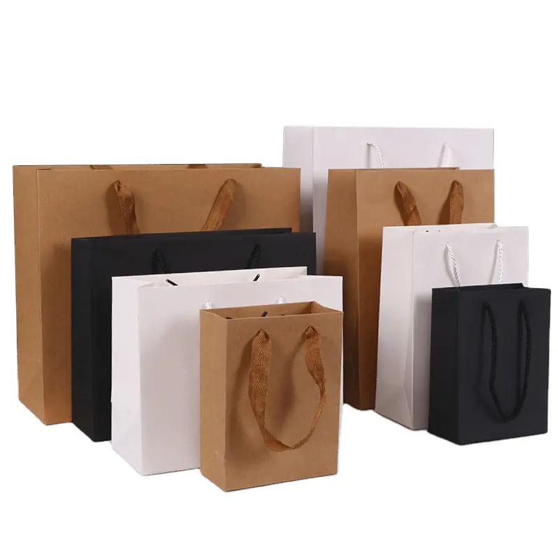 Новый перерабатываемый бумажный пакет для покупок, черный мешочек для упаковки ювелирных изделий с индивидуальным логотипом, подарочный бумажный пакет для нижнего белья