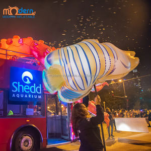 Événement océanique tenu dans la main marche poisson Costume pôle gonflable <span class=keywords><strong>Clown</strong></span> poisson mascotte marionnette ballon Type - Product Image 3