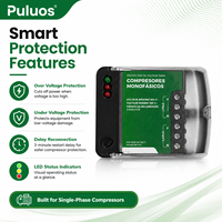 Protecteur de tension de type câblé Puluos KE-V18, 220V monophasé, dispositif de protection de puissance pour compresseurs AC