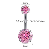 Piercing de nombril à quatre griffes en zircon F136, double tête, spirale interne en zircon, accessoire de piercing