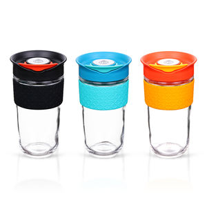 Chine Marque Personnalisable Couleur Imprimé Unique Mignon Voyage À Emporter Tasse À Café En Verre Transparent Tasses - Product Image 1