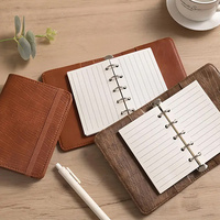 Carnet de poche portable à feuilles mobiles rétro en cuir PU avec logo personnalisé a8 reliure à bande élastique Journal intime