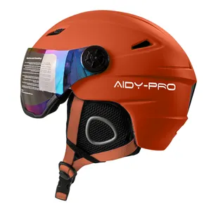 CE en1077 aprovado capacete de esqui de neve com óculos PC shell Integrally-moldado capacete de esqui com viseira snowboard capacete para adulto