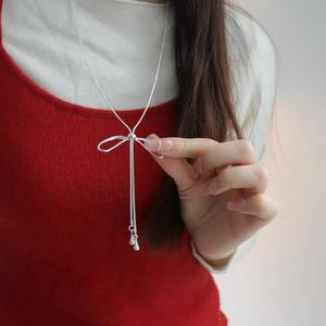 Minimalist Y <b>Necklace</b> Adjustable Sliding Snake Chain <b>Necklaces</b> Vintage <b>Long</b> Bowknot Drop Lariat <b>Necklace</b> Jewelry for Women - Product Image 5