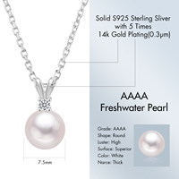 Pendentif en argent sterling 925 avec perle, chaîne en or vermeil 14 carats, perle d'eau douce naturelle, collier simple réglable en perle