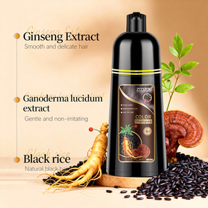 MOKERU Shampoo Colorante per <span class=keywords><strong>Capelli</strong></span> al Ginseng, <span class=keywords><strong>Tinta</strong></span> Permanente Senza Ammoniaca con Estratti Naturali, Copertura dei <span class=keywords><strong>Capelli</strong></span> Grigi, Nutriente, 500ml - Product Image 2