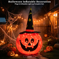 120 cm Halloween Aufblasbare Kürbis-Hexenhüte-Dekoration mit integrierten LED-Lichtern zum Einstecken für Hof/Garten – Outdoor-Feiertagsdeko